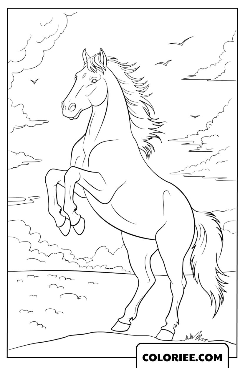 Cheval Cabre sur la Colline Ventée