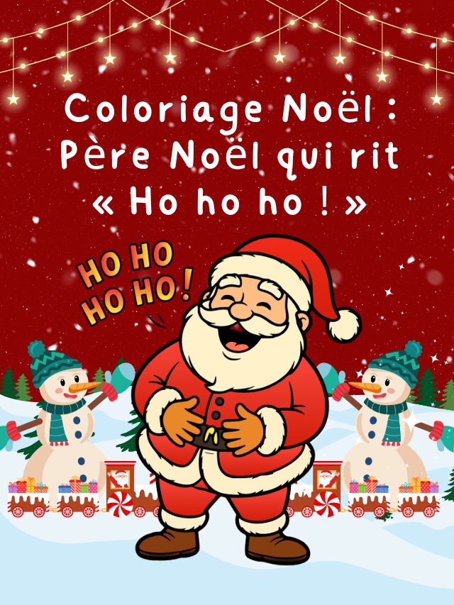 Coloriage Noël : Père Noël qui rit « Ho ho ho ! »
