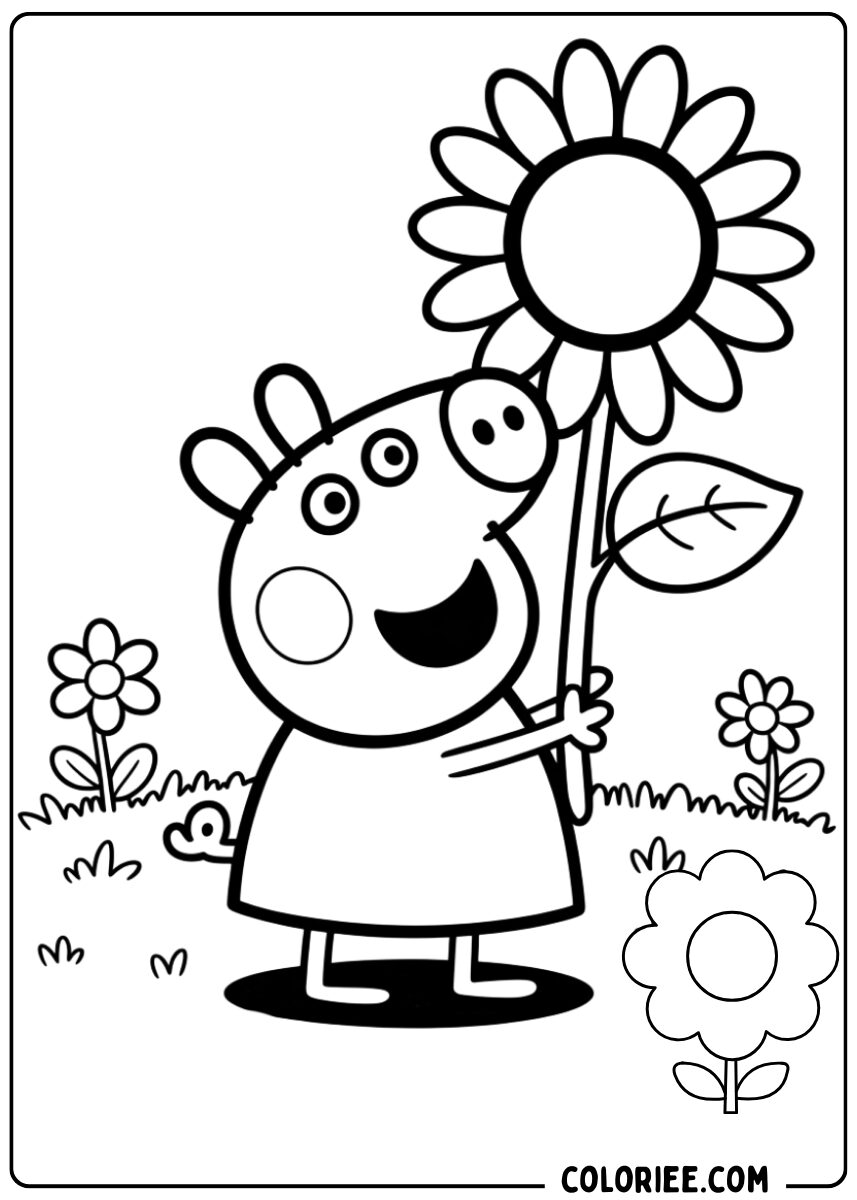 Coloriage Peppa et tournesol