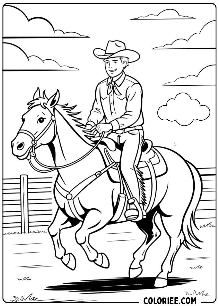 Coloriage cavalier et cheval