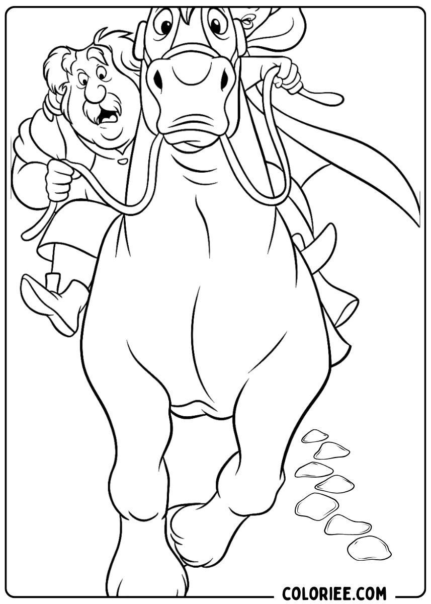 Coloriage cavalier pressé