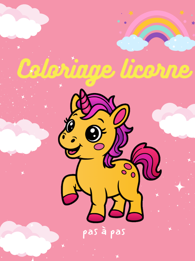 Coloriage licorne pas à pas