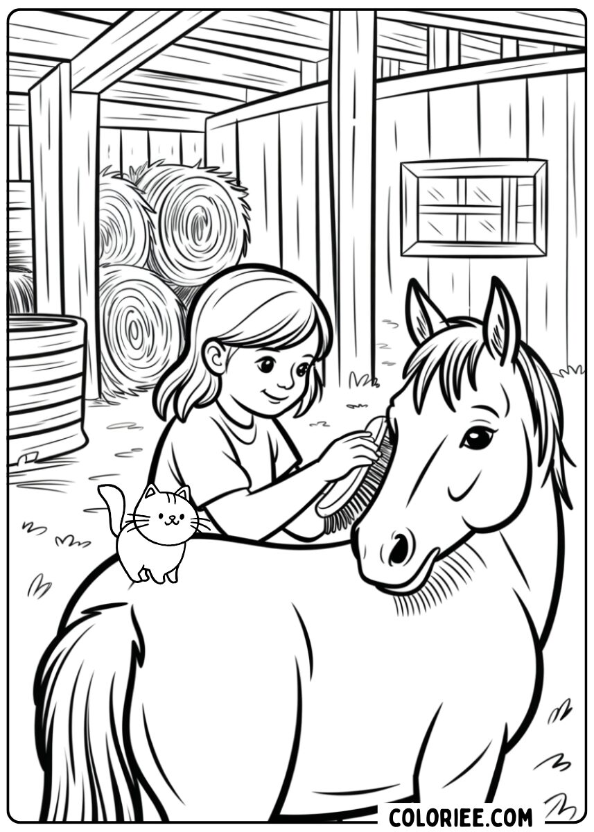 Coloriage pansage du cheval