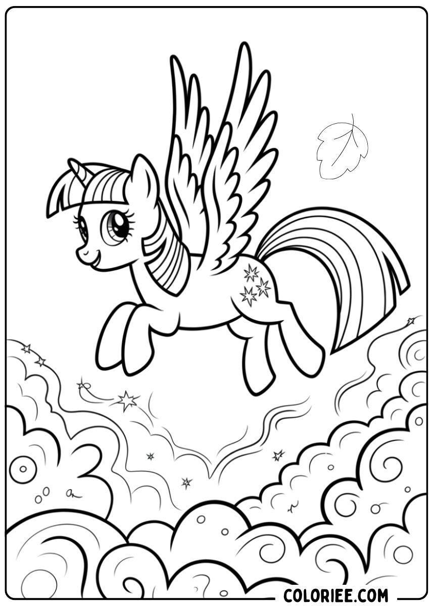 Coloriage poney licorne volant