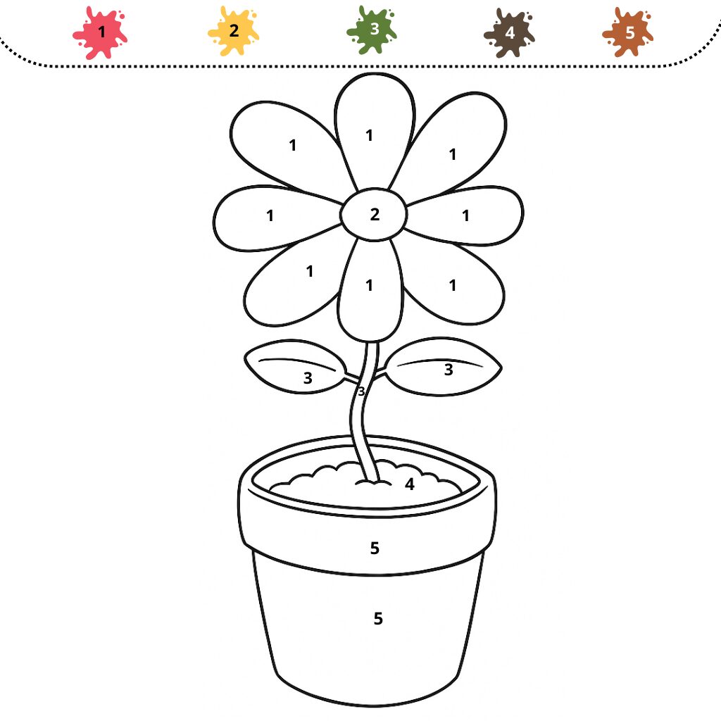 Dessin à colorier de la fleur en pot