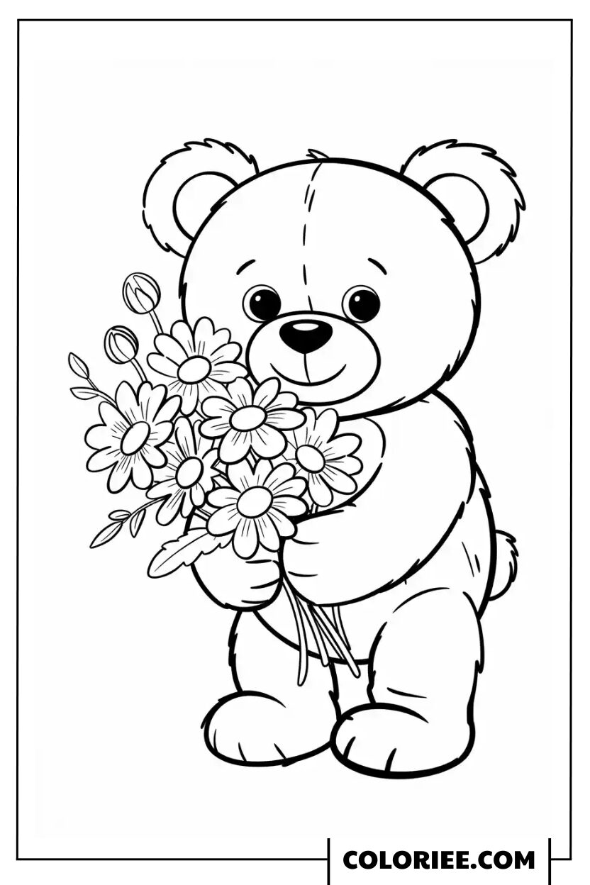 Ourson au Bouquet Fleuri