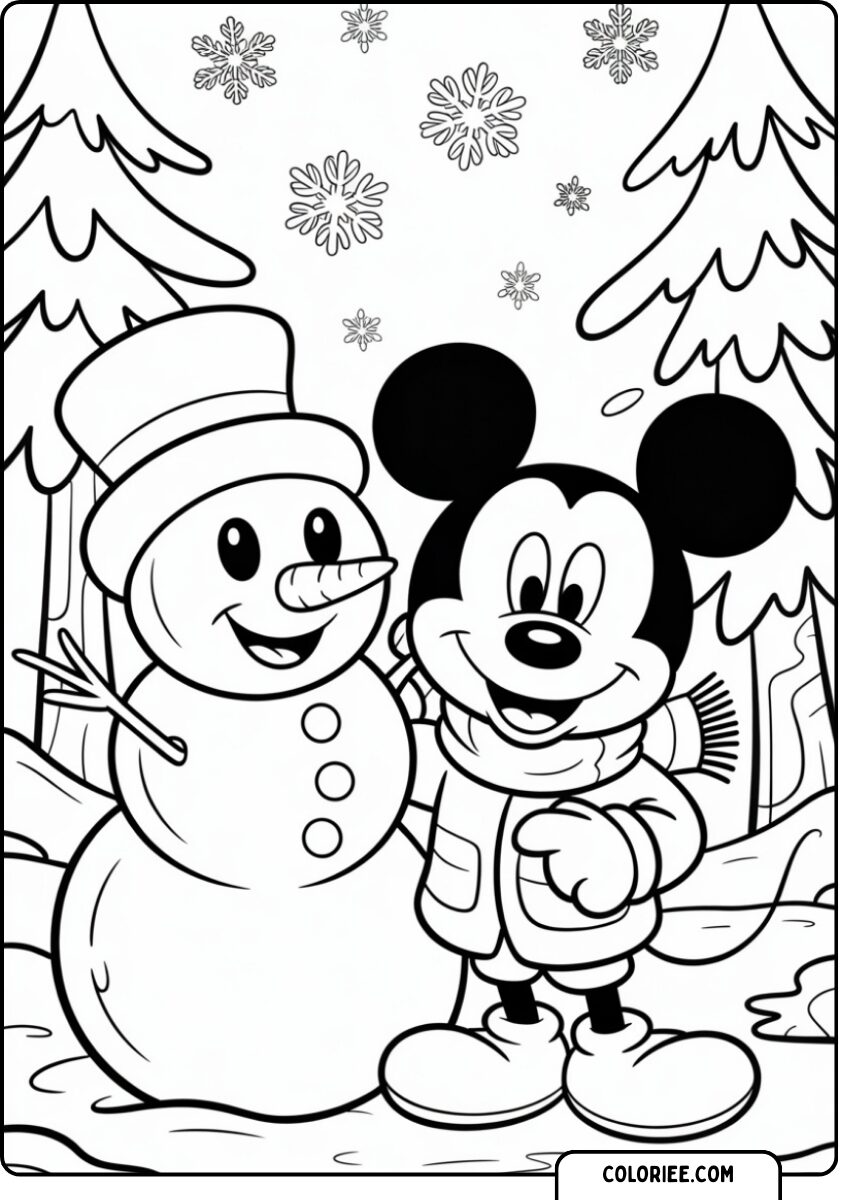 Mickey Mouse et le bonhomme de neige.