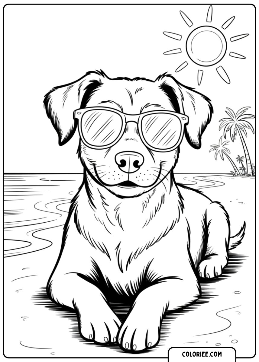 Chien se relaxant à la plage