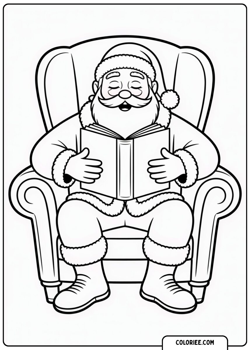 Papa Noël lit un livre