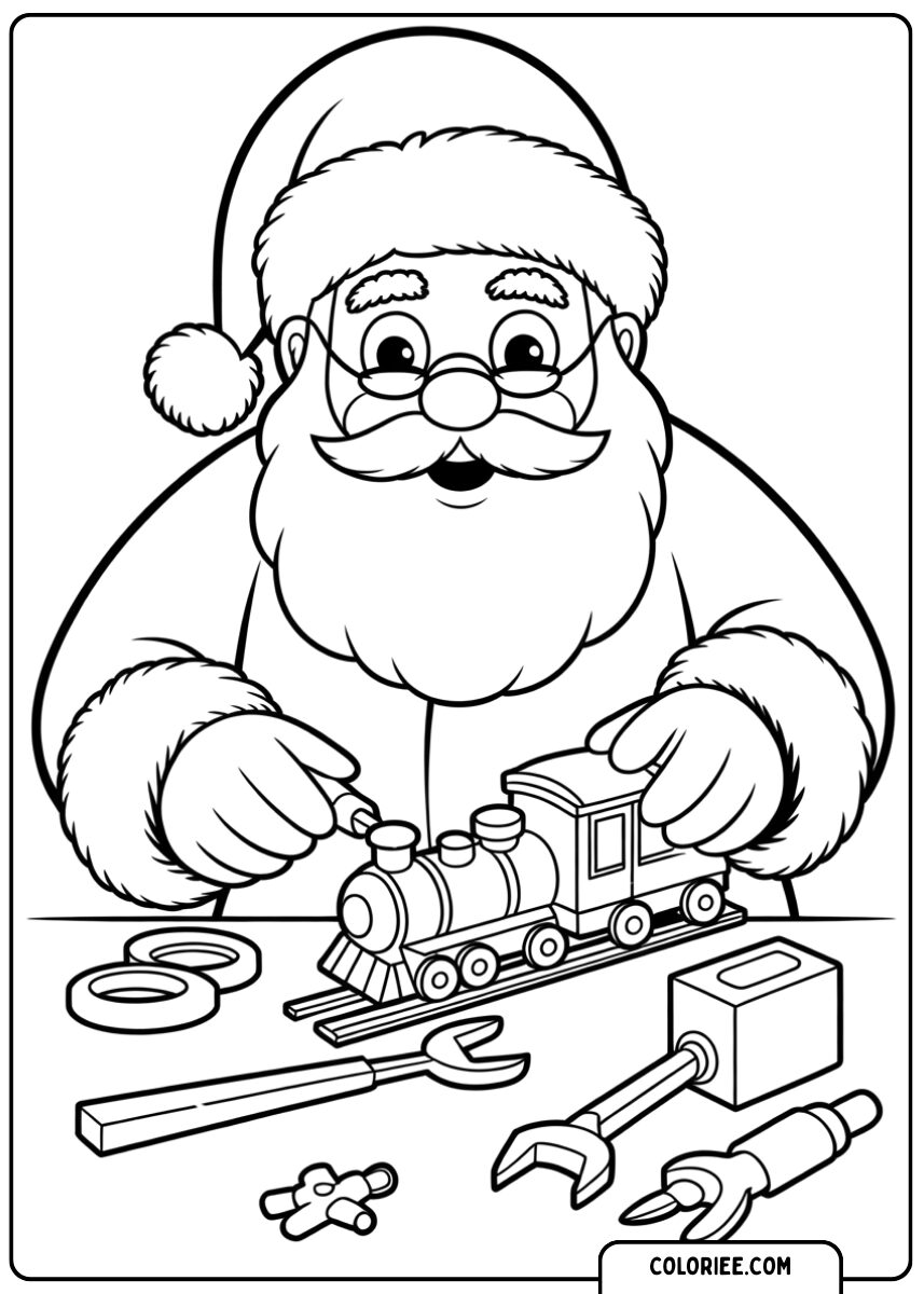 Papa Noël fabrique un jouet