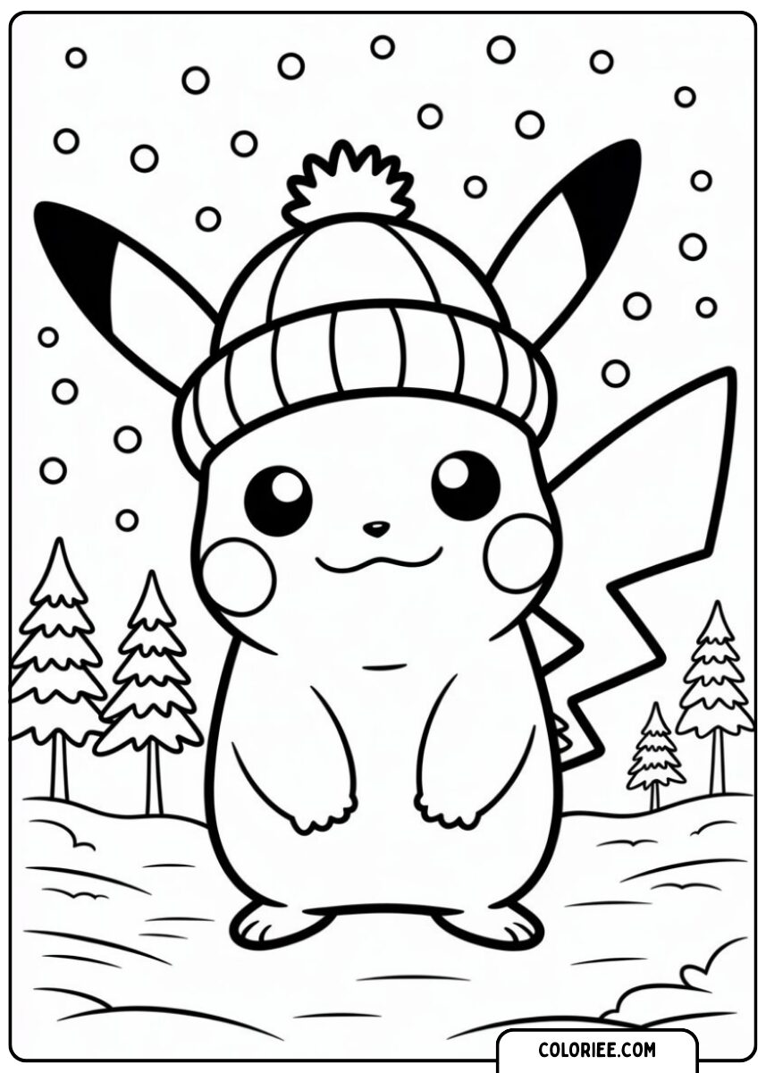 Pikachu en bonnet d’hiver