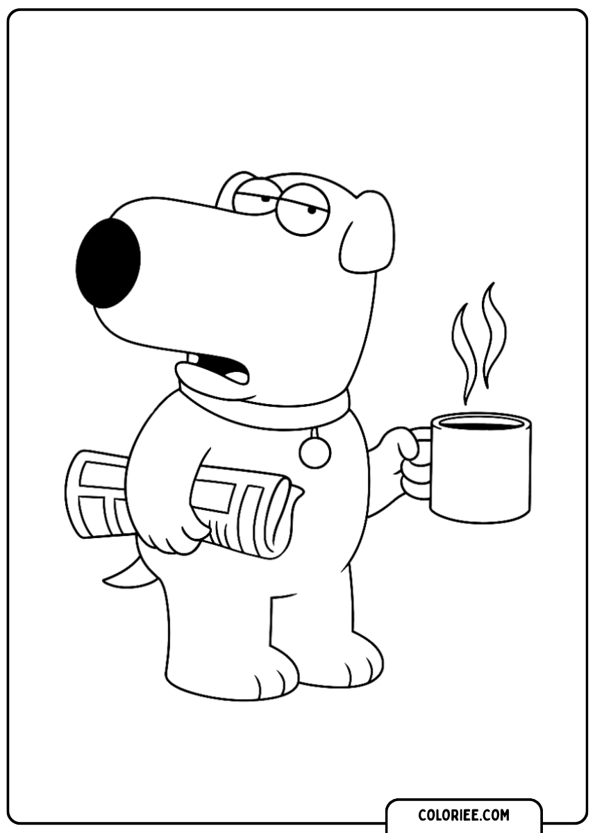 Brian avec du café et un journal