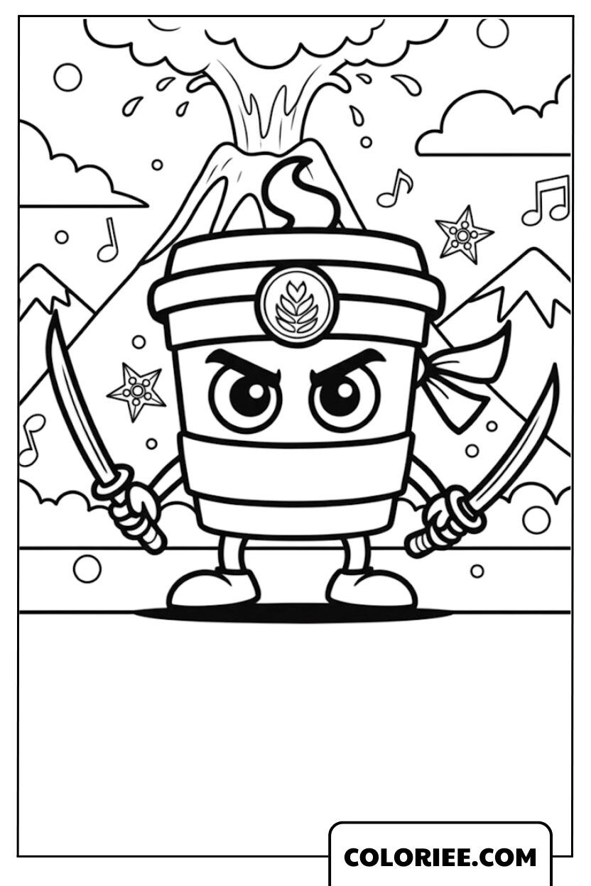 Gobelet ninja avec deux katanas