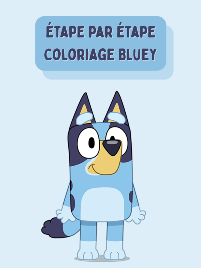 étape par étape Coloriage Bluey
