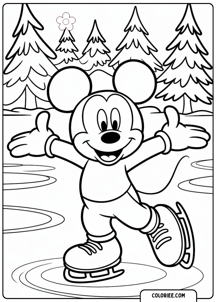 Mickey fait du patin à glace