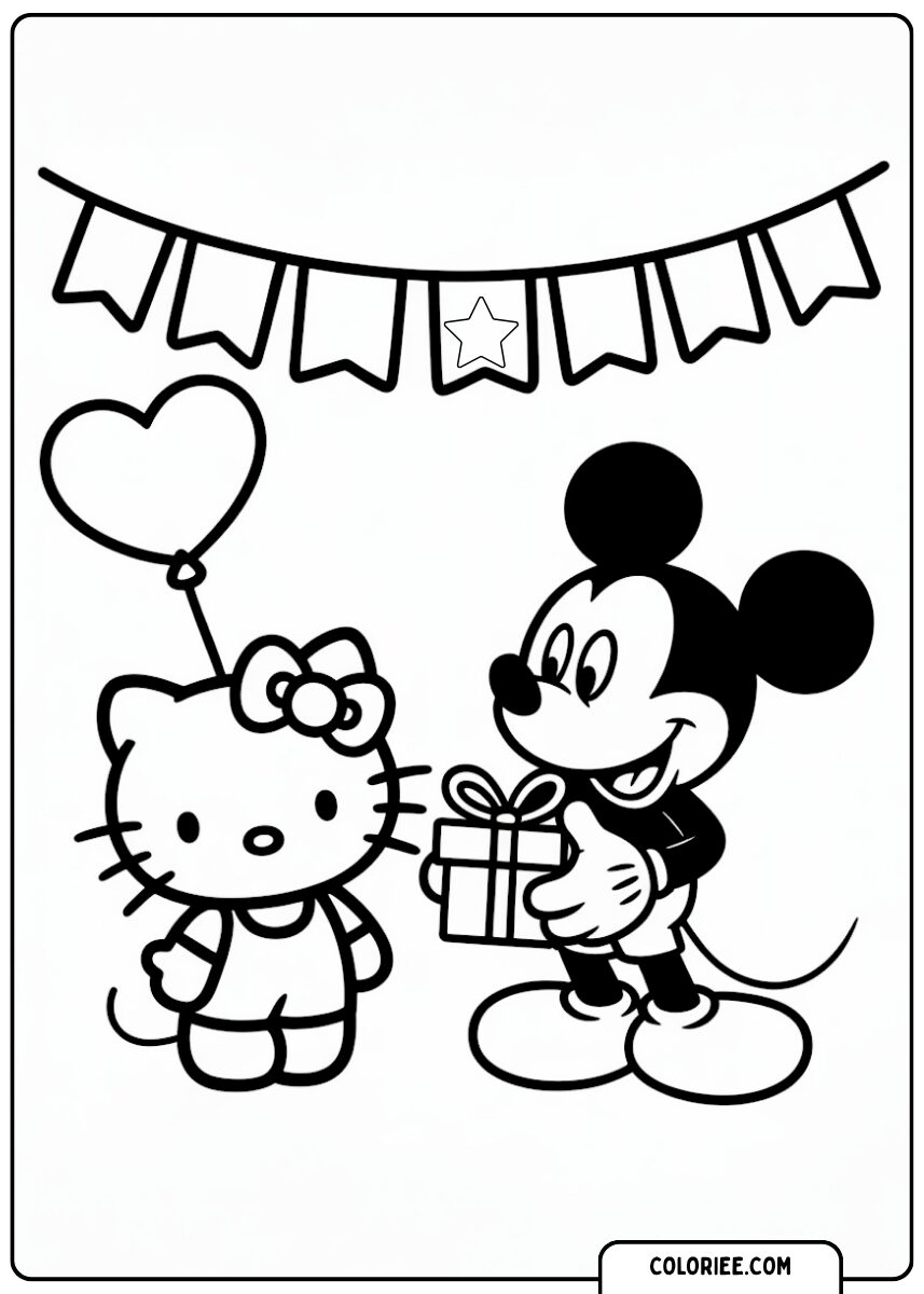 Mickey et Hello Kitty