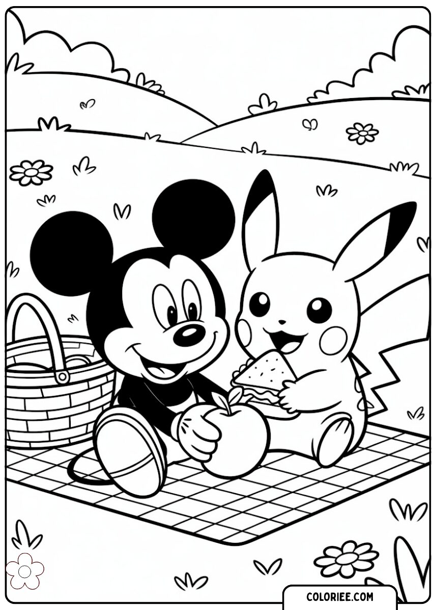 Mickey et Pikachu au pique-nique