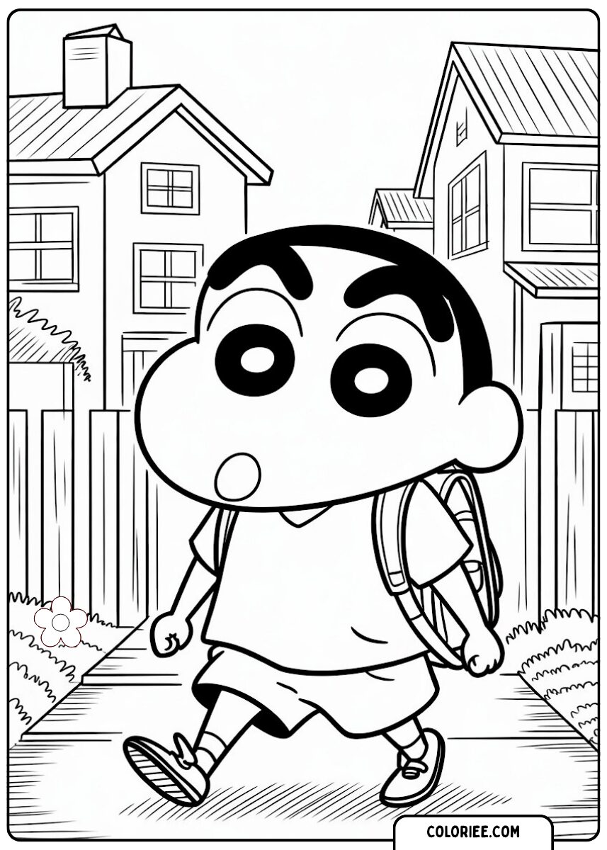 Shinchan en promenade – Coloriage manga amusant