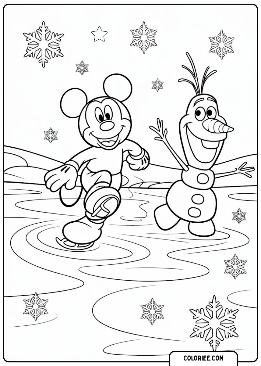 Mickey et Olaf sur la glace