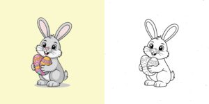Coloriage Lapin De Pâques ft