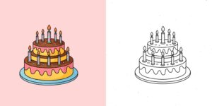 Coloriage gâteau d’anniversaire ft