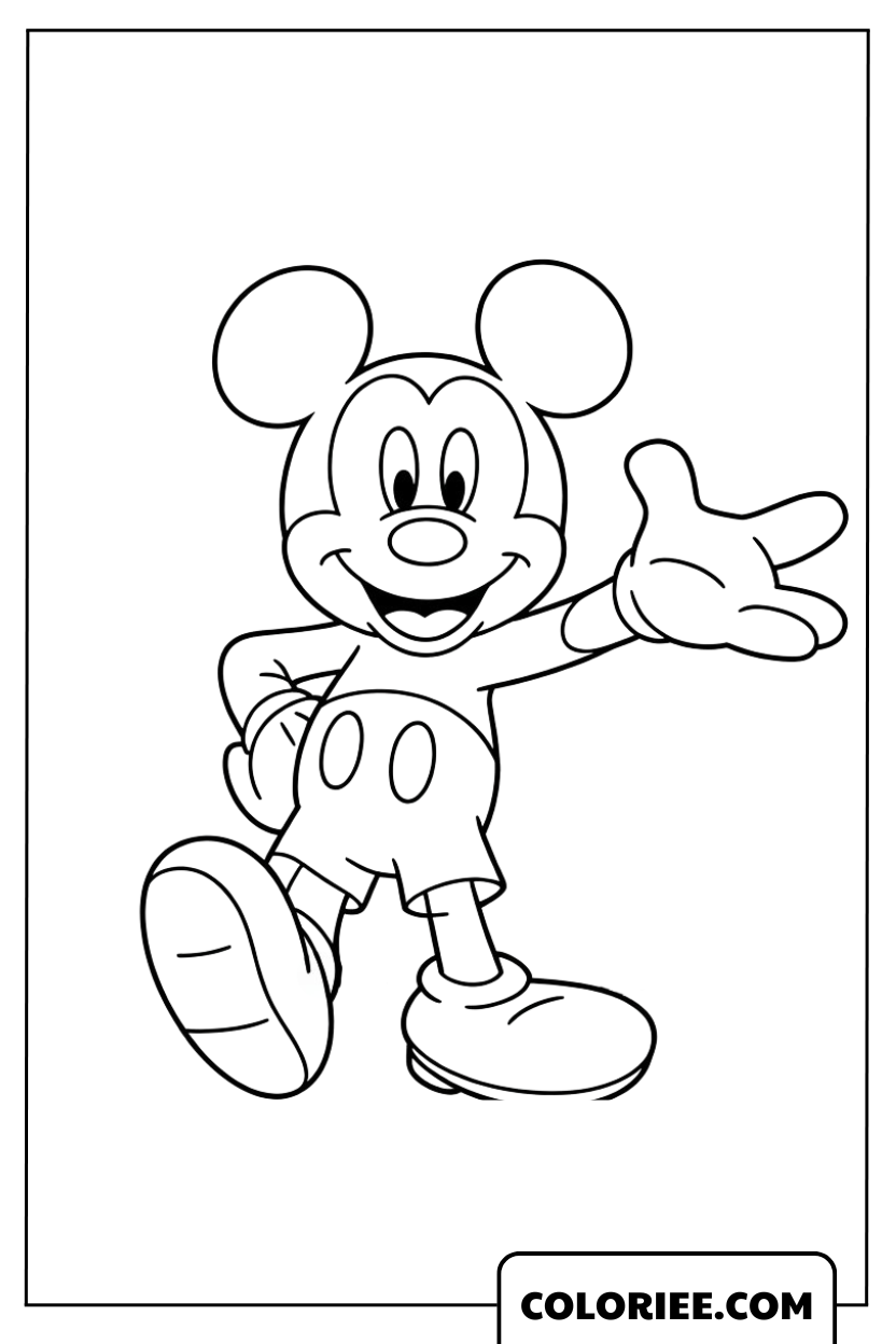 Mickey Mouse saluant joyeusement