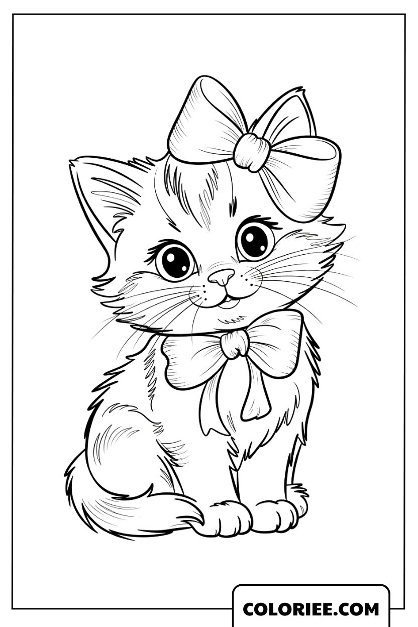 Adorable chaton au grand nœud ruban