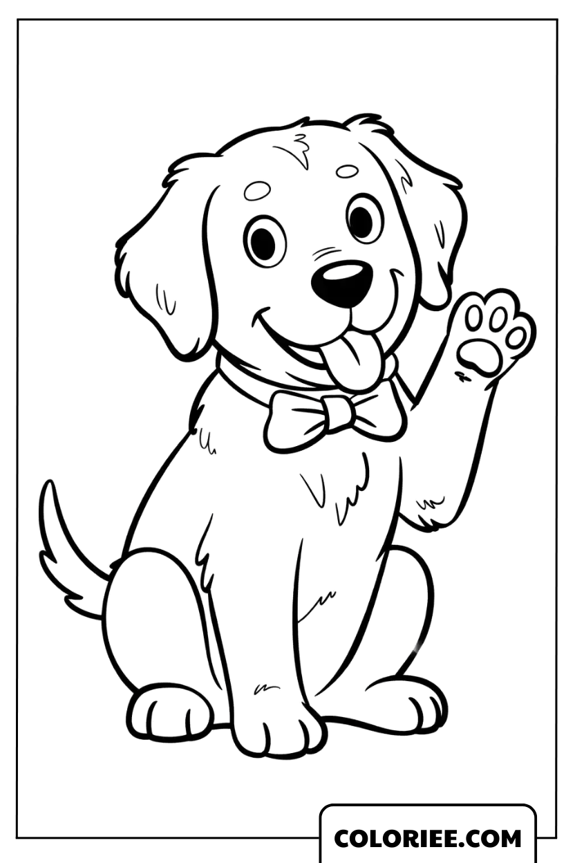 Adorable chiot faisant signe de la patte