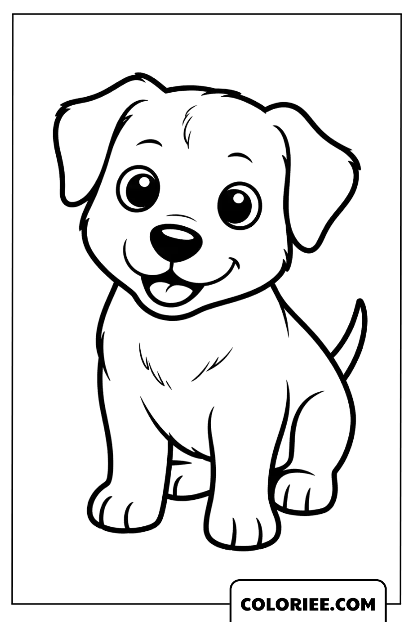 Chiot assis avec un sourire adorable