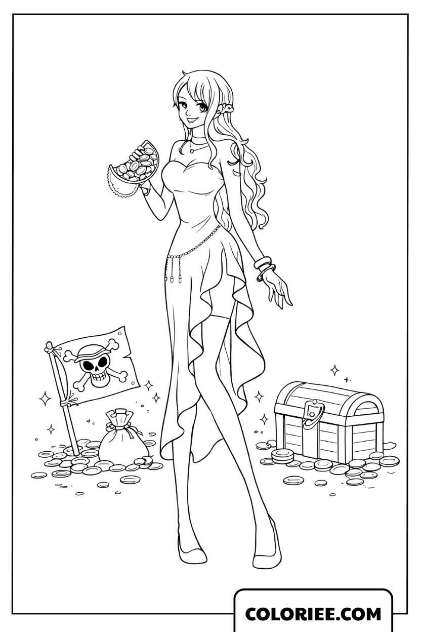 Coloriage Nami La navigatrice élégante