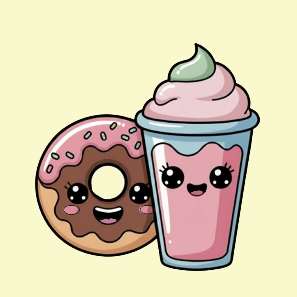 Coloriage nourriture kawaii par numéros