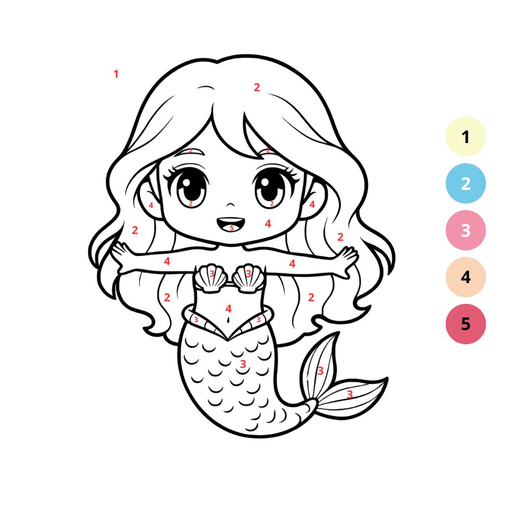 Coloriage sirène par numéros (2)