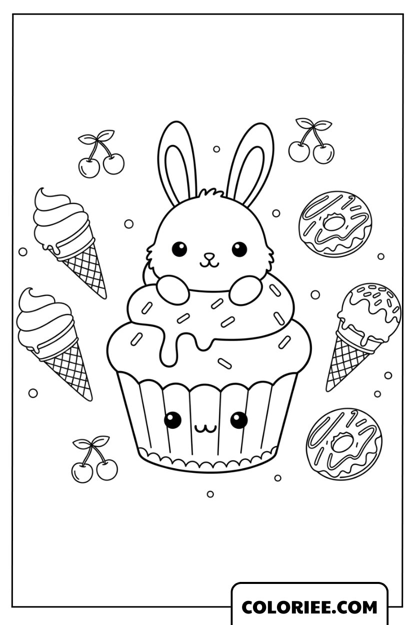Cupcake Lapin Doux et Mignon