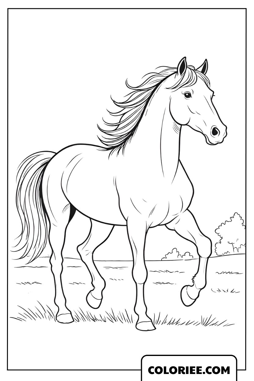 Dessin Animaux Cheval en Liberté