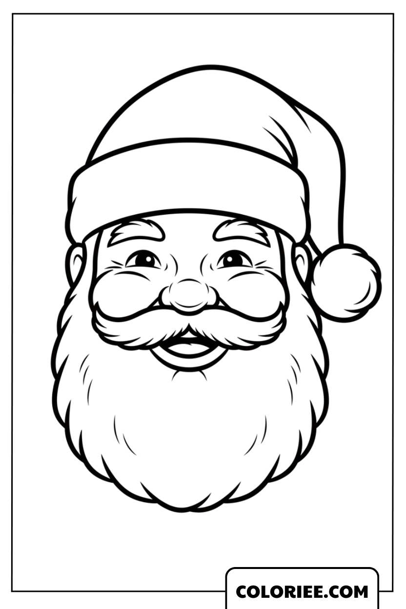 Dessin du visage bienveillant du Père Noël de Noël