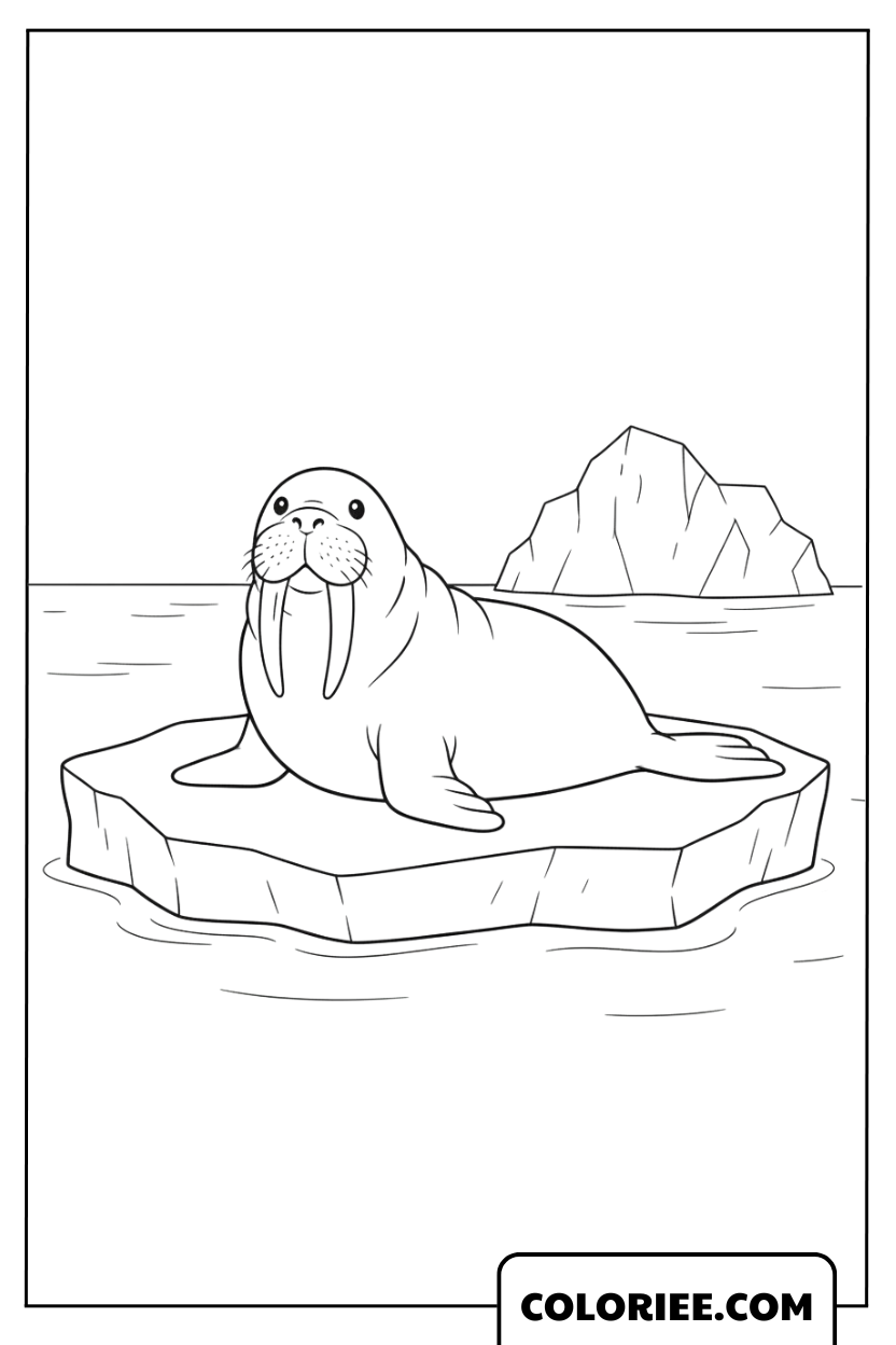 Morse reposant sur un bloc de glace arctique