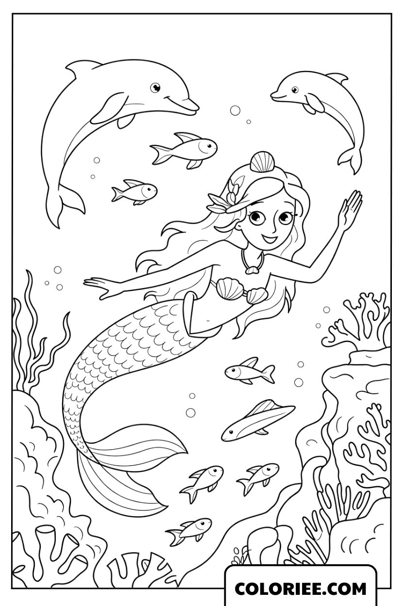 Sirène en aventure avec les dauphins amicaux