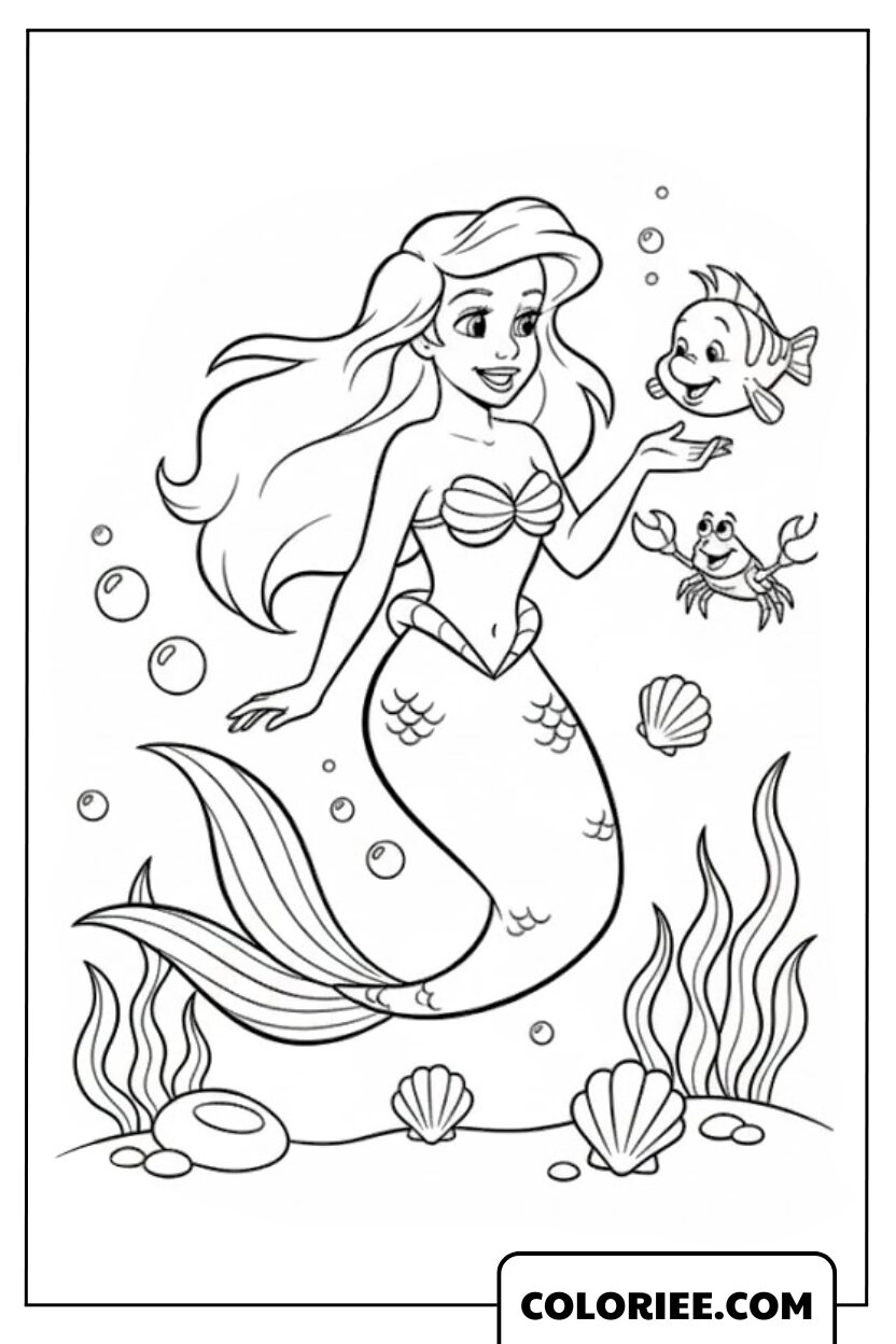 Sirène jouant avec ses amis de l’océan