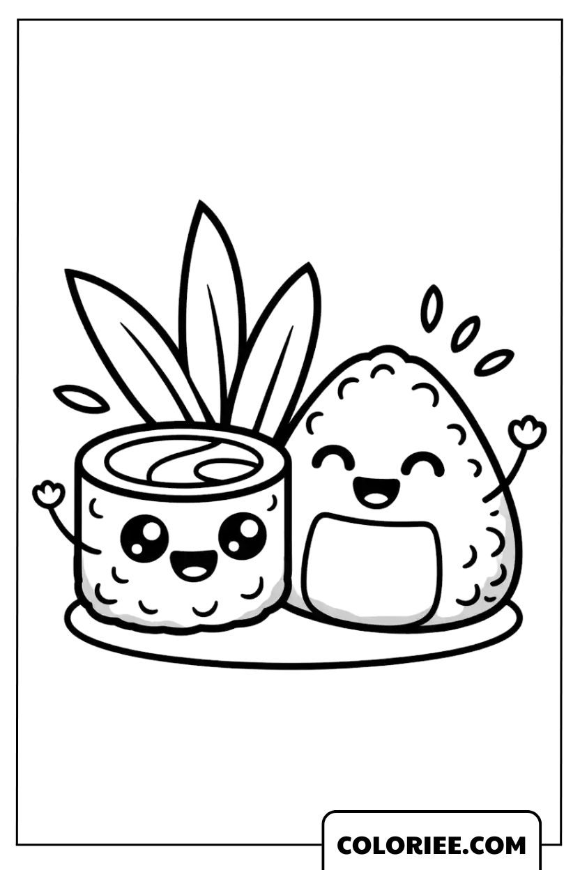 Sushi et Onigiri Meilleurs Amis Pour Toujours