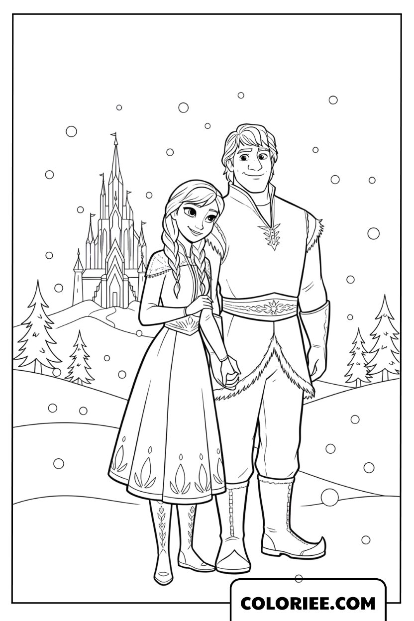 Anna et Kristoff près du château glacé