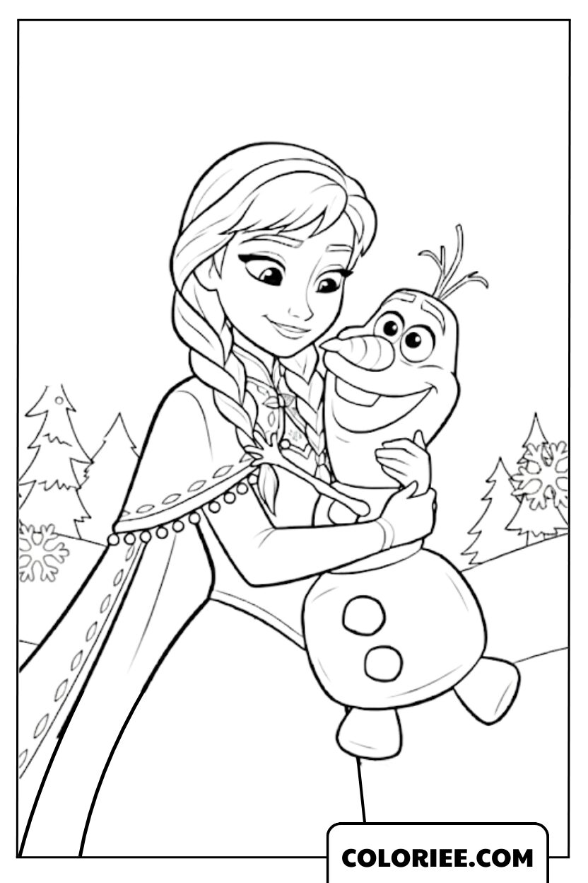 Anna serrant Olaf dans un moment tendre