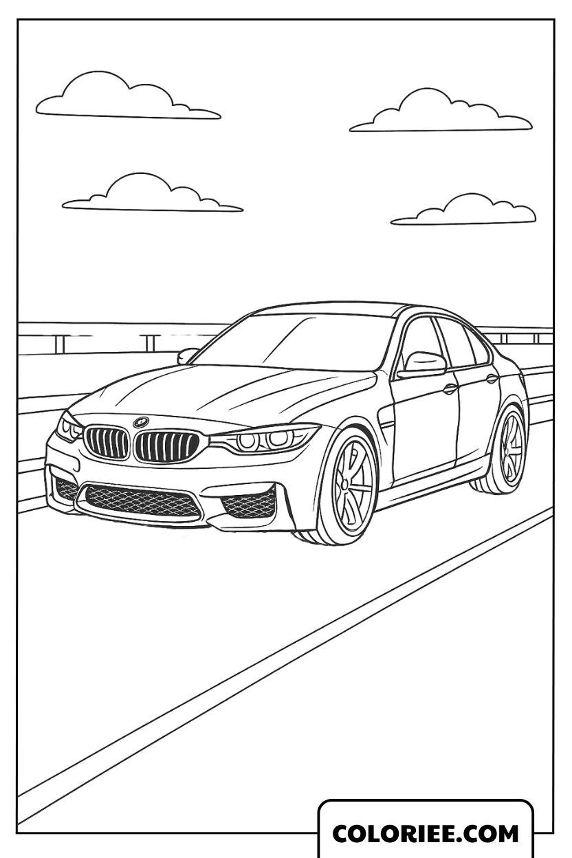 BMW glissant sur la route