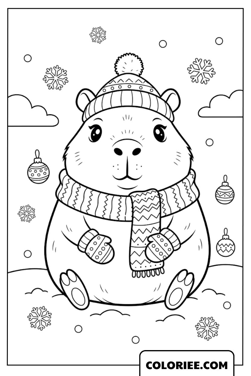 Capybara bien au chaud en hiver