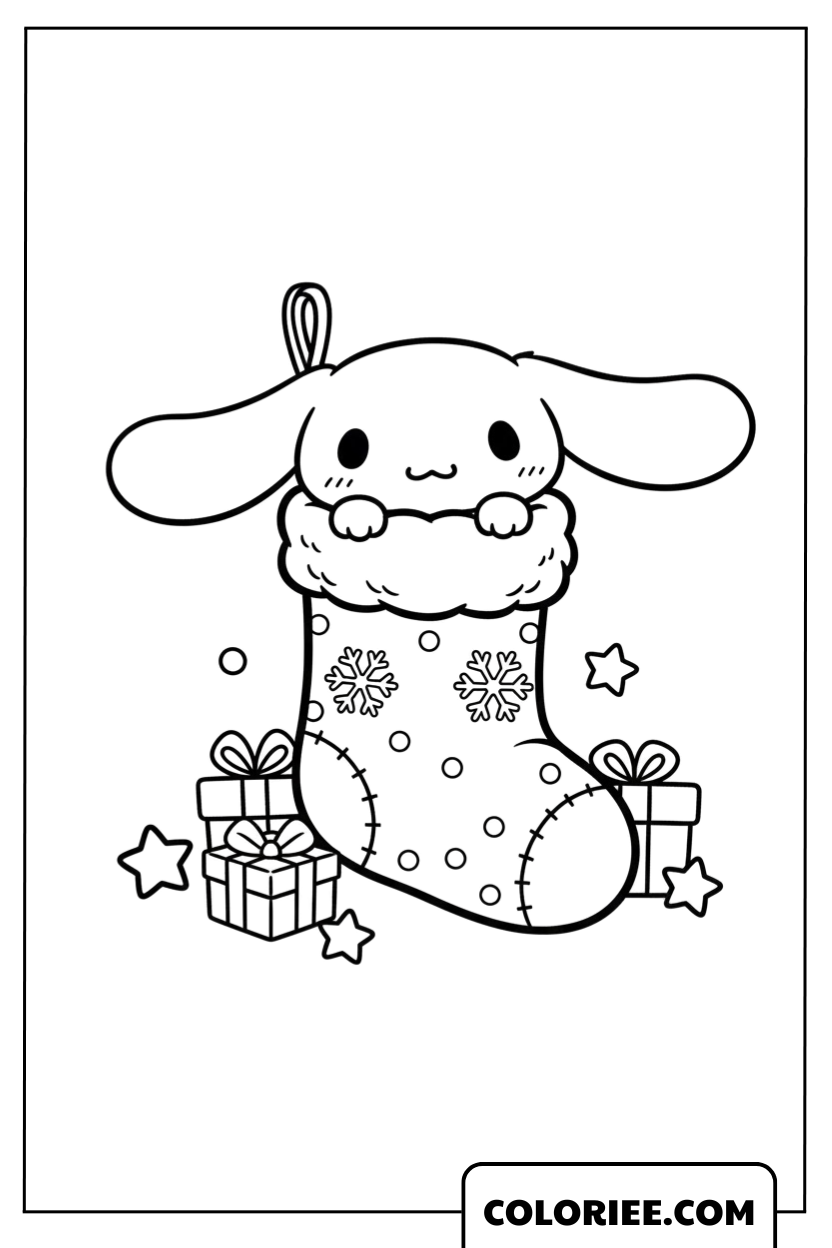 Cinnamoroll dans une chaussette de Noël adorable