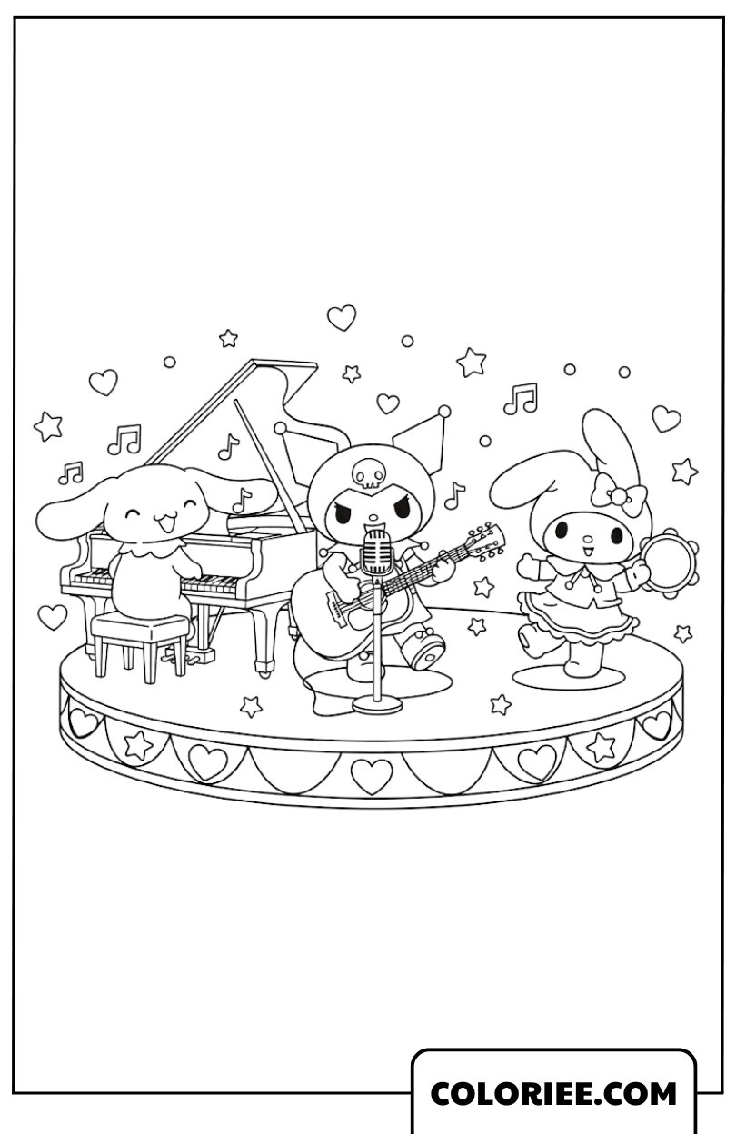 Cinnamoroll et ses amis lors d’un concert adorable