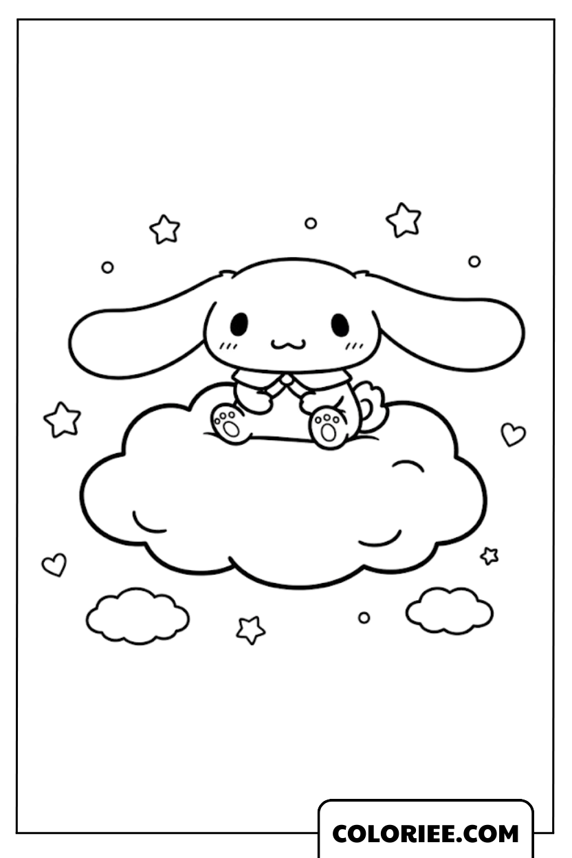 Cinnamoroll rêveur sur un nuage tout doux
