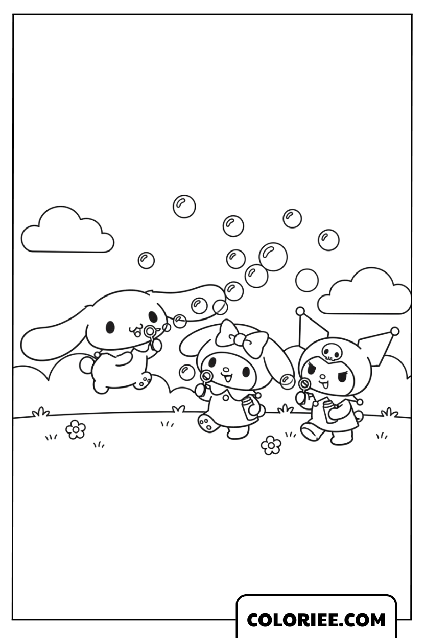 Cinnamoroll s’amuse avec ses amis dans le ciel