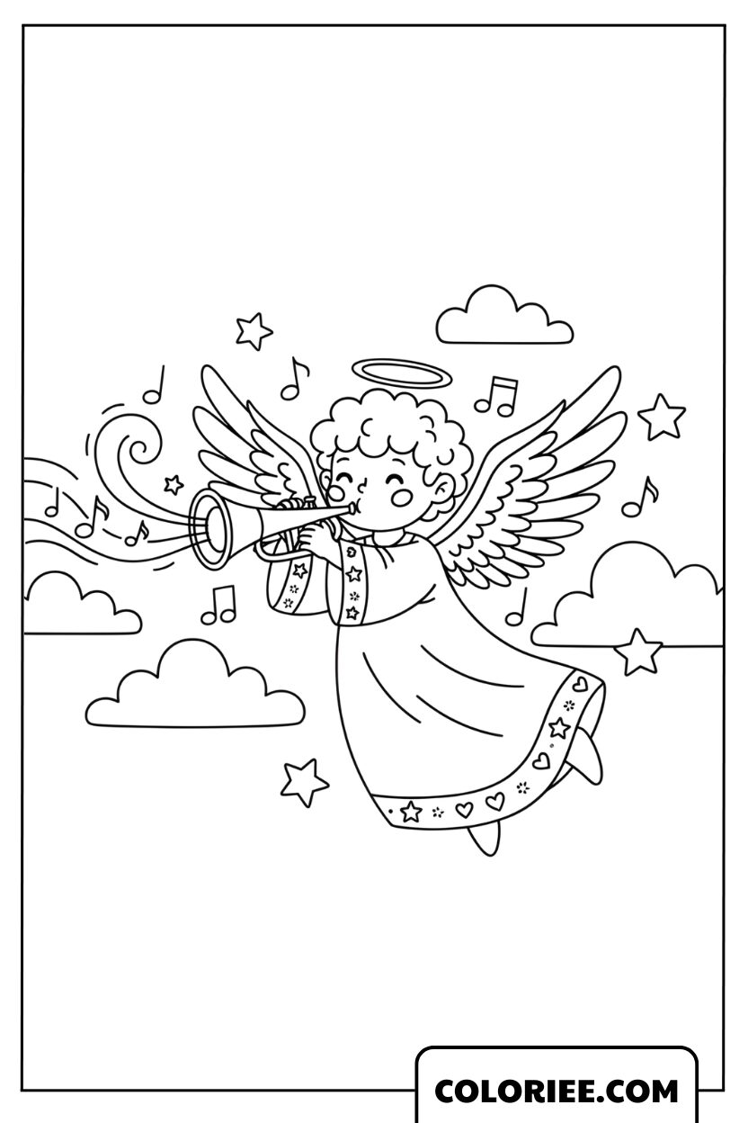 Coloriage Ange La petite musique magique de l’ange