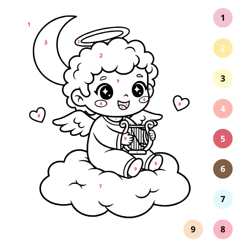 Coloriage Ange par numéros (2)