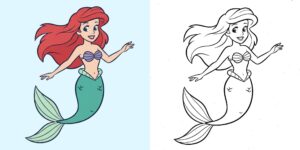 Coloriage Ariel la petite sirène ft